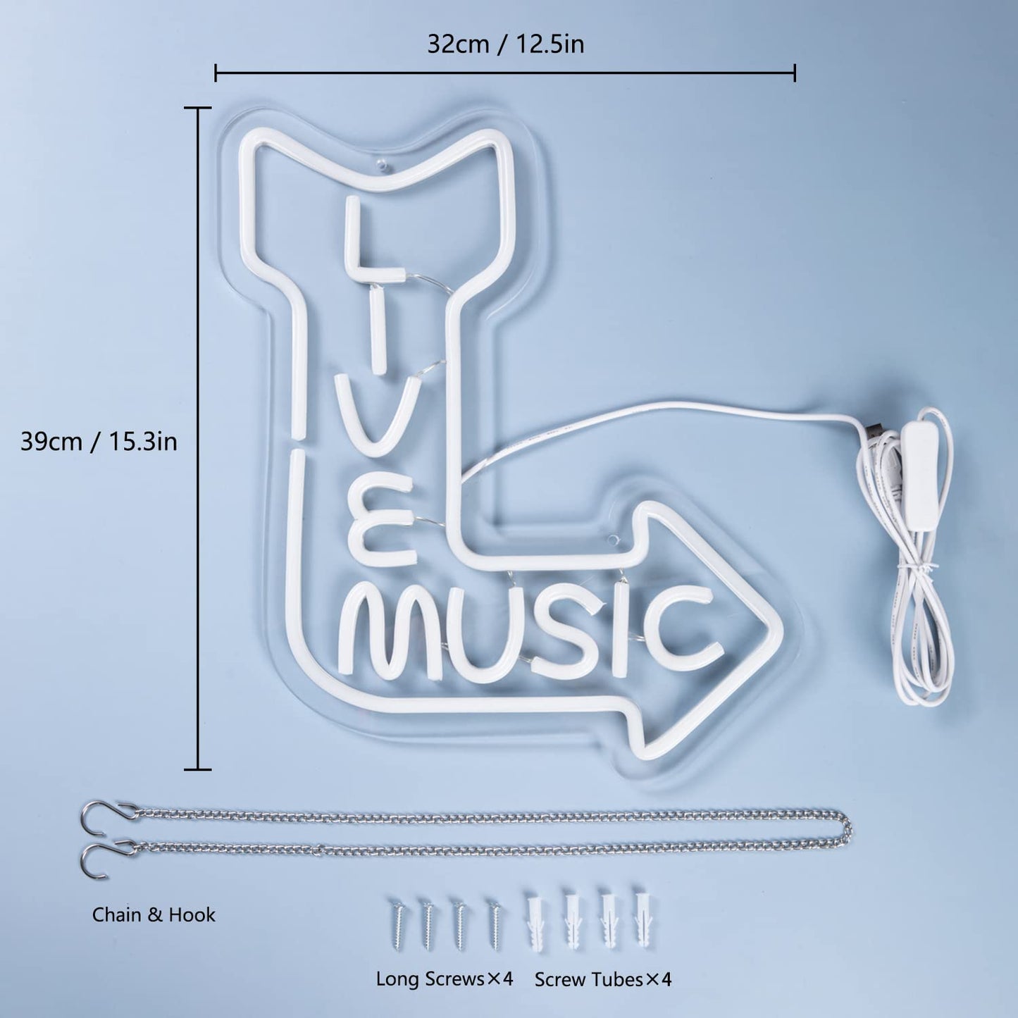 Live Music Arrow Neon Sign Music Lover Decor