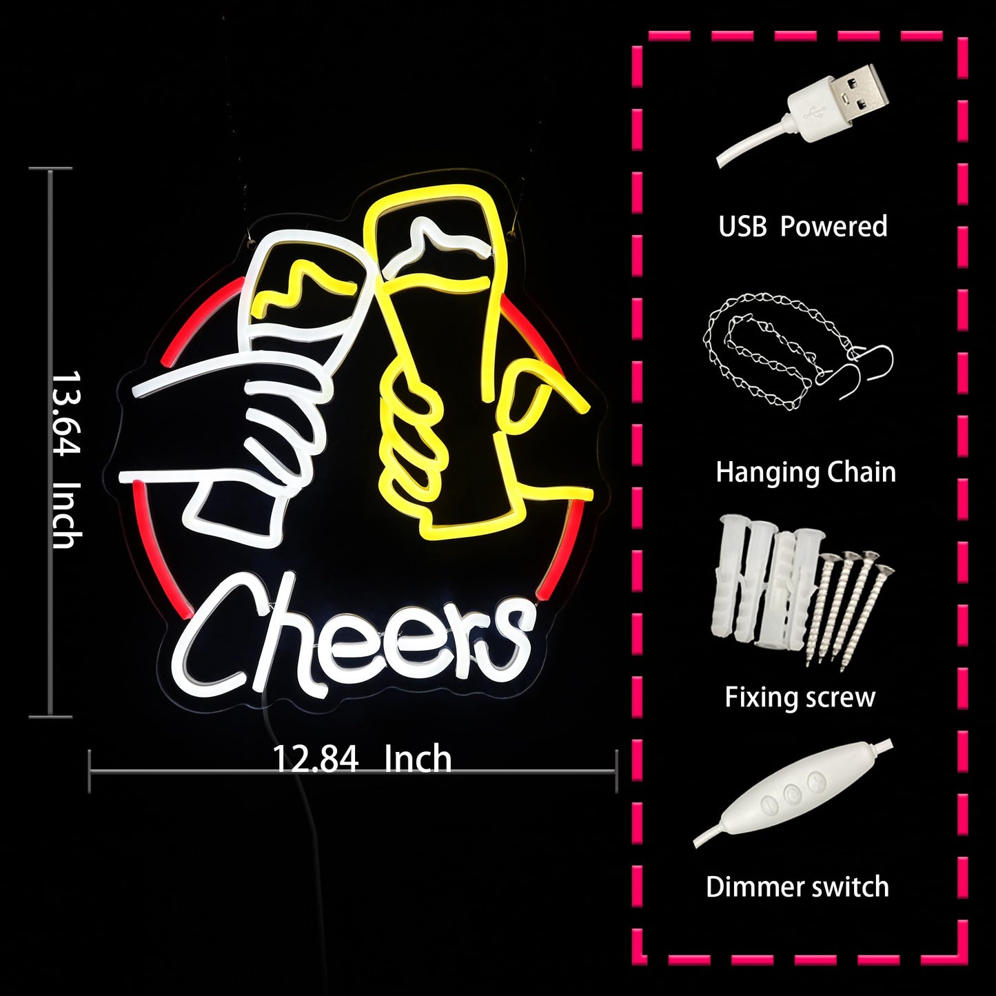 Cheers Neon Sign LED Beer Drinking Bar Neon Wall Sign