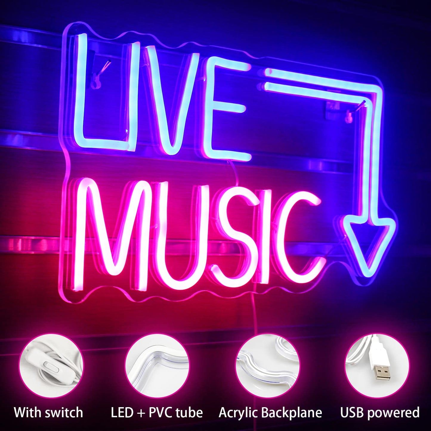 Live Music Here Neon Sign