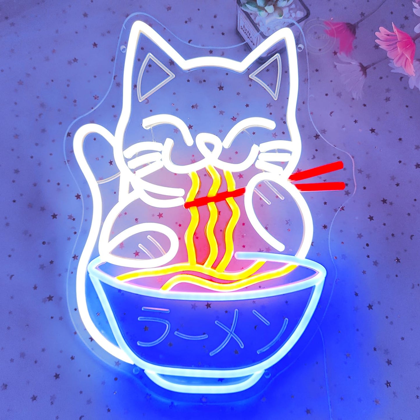 Cat Ramen Neon Sign Light Japanese Noodle Bar Ramen Restaurant Neon Sign Wall Decor