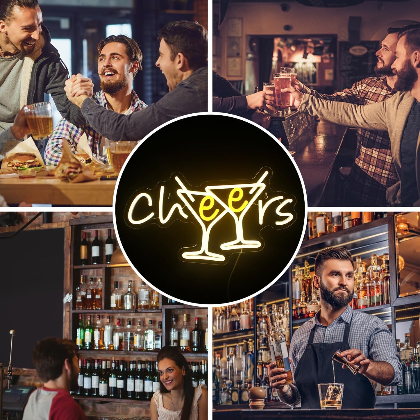 Cheers Neon Sign - Cocktail Bar Drinking Beer Led Sign