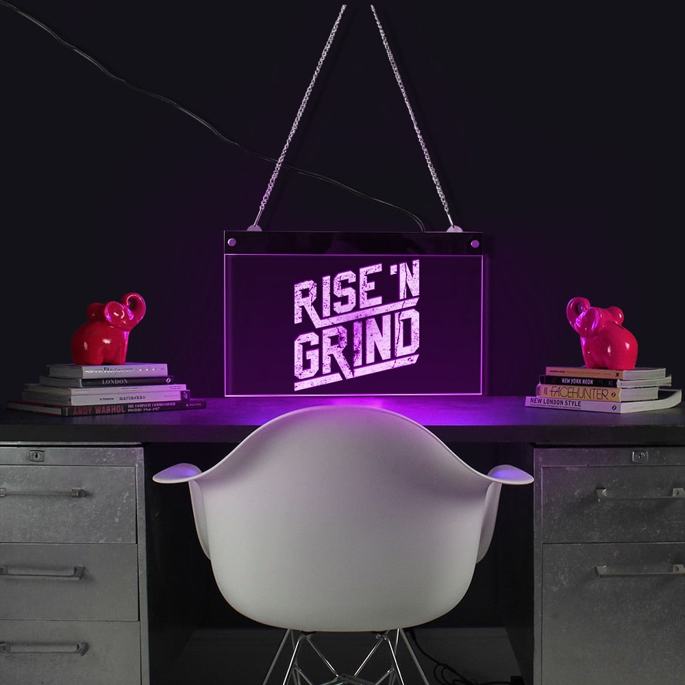 Rise and Grind Quote LED Neon Sign