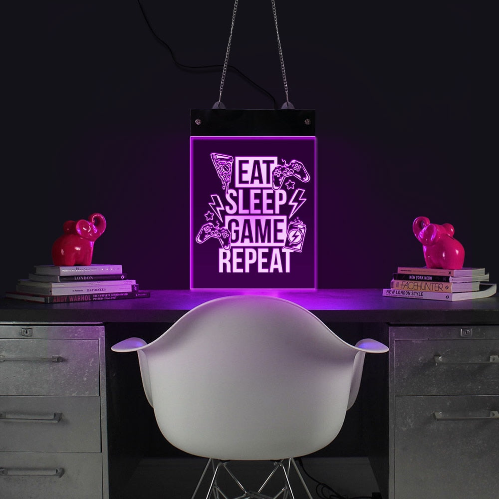 Eat Sleep Game Repeat LED Neon Wall Sign