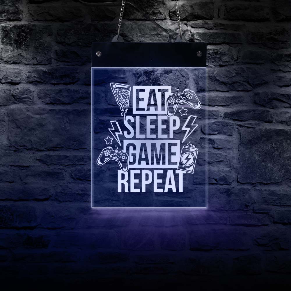 Eat Sleep Game Repeat LED Neon Wall Sign