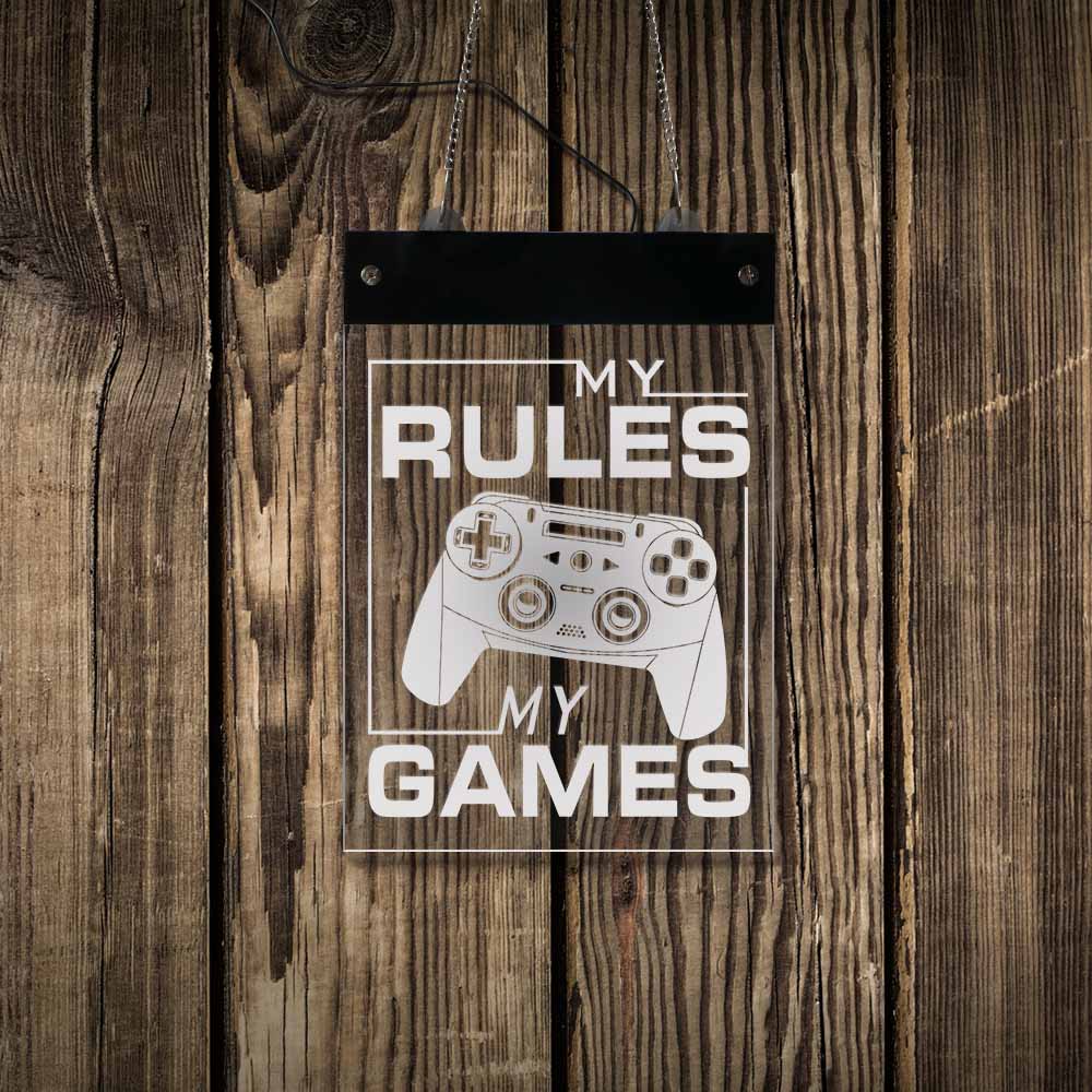 My Rule My Games Video Gamepad Controller LED Neon Wall Sign