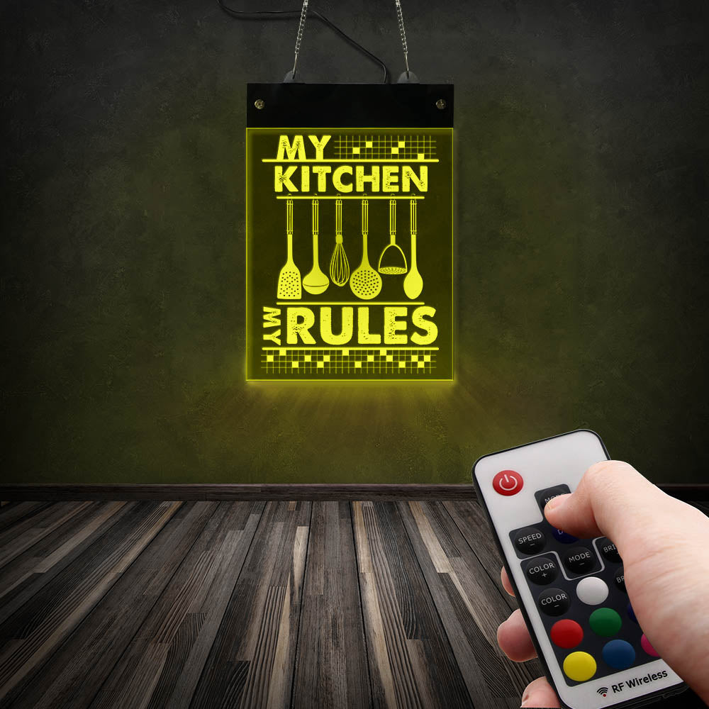 My Kitchen My Rules Electronic LED Sign For Home Bar