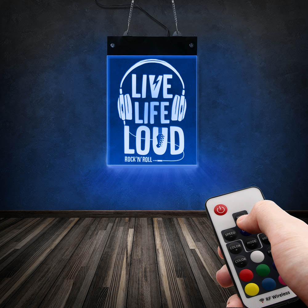 Live Life Loud Rock And Roll RGB LED Wall Neon Sign