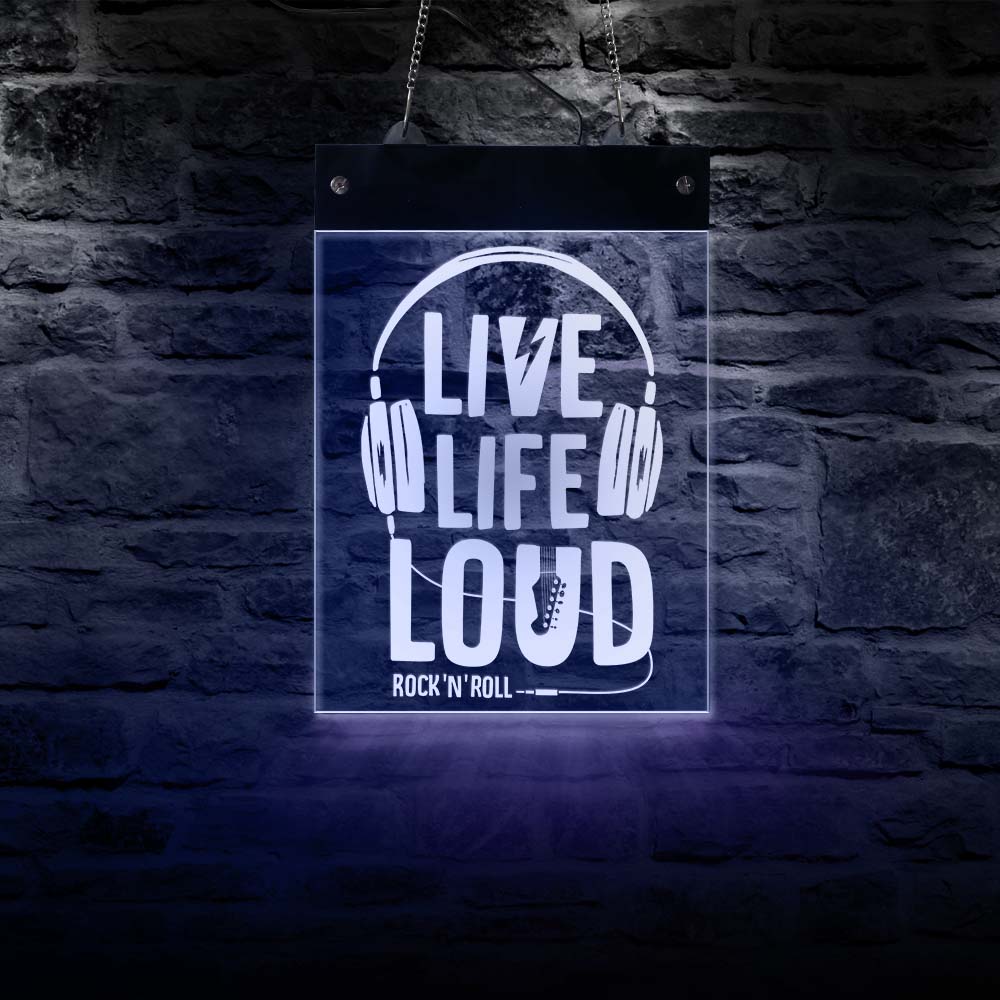 Live Life Loud Rock And Roll RGB LED Wall Neon Sign