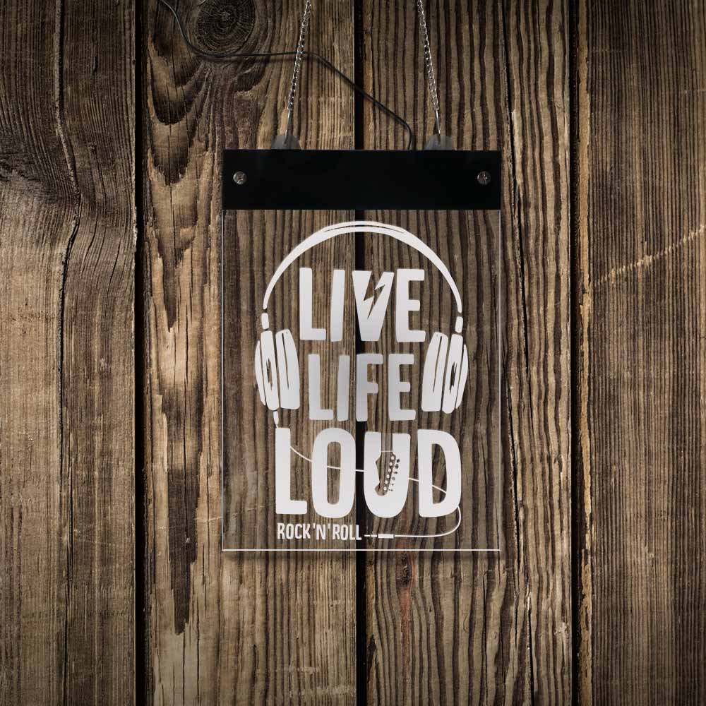 Live Life Loud Rock And Roll RGB LED Wall Neon Sign