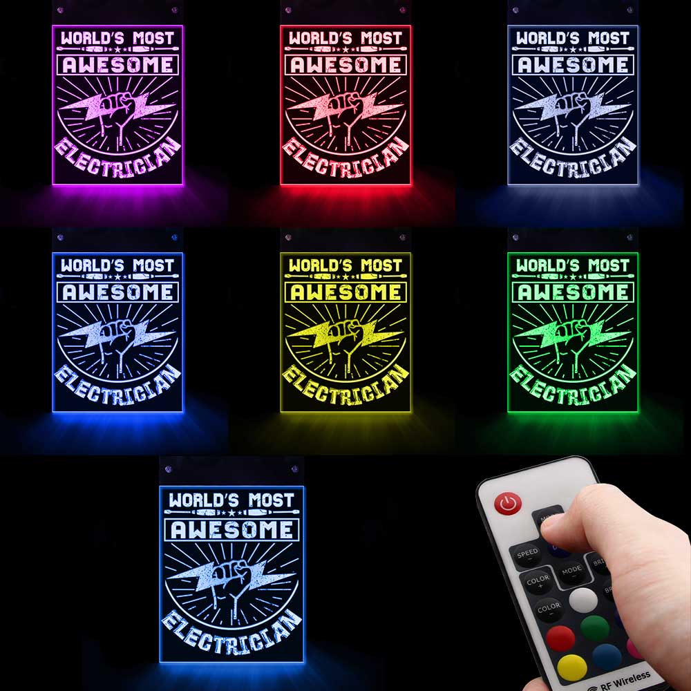 World's Most Awesome Electrician LED Acrylic Display Neon Sign